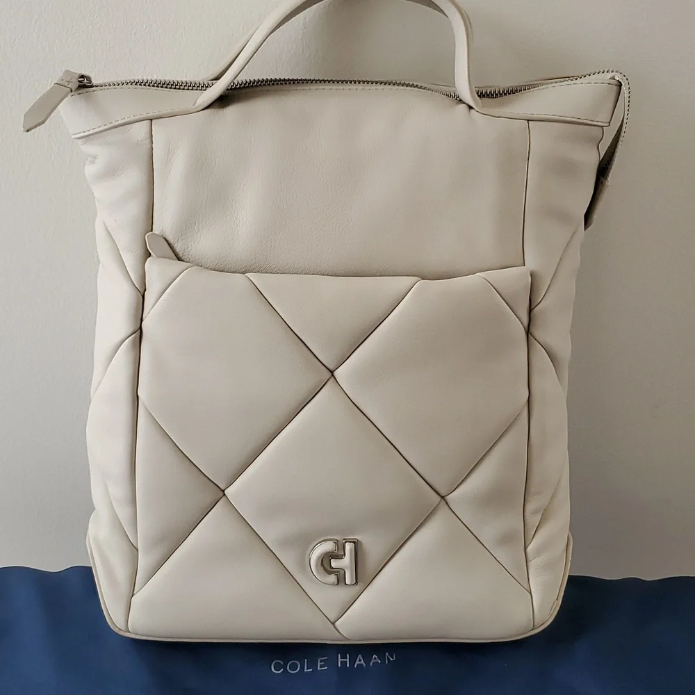 NWOT Cole Haan Small Grand Ambition Puff Quilted Leather Convertible Bac…